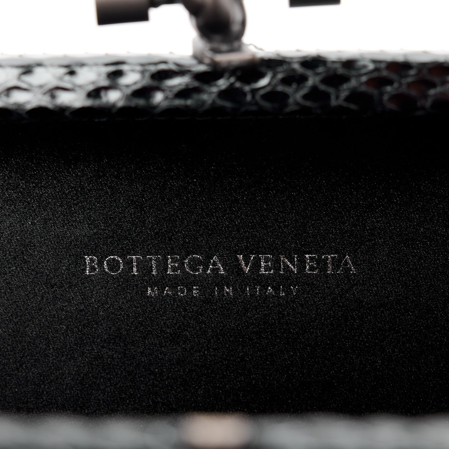 Satin Intreccio Impero Ayers Knot Clutch Black