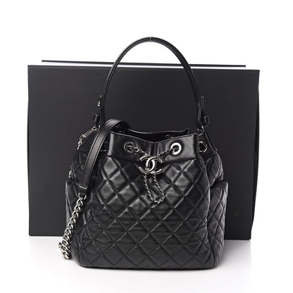 Chanel Lambskin Quilted CC Chain Drawstring Tote Black 11 of 11