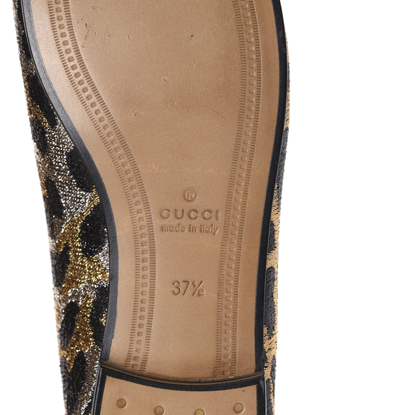 Jacquard Leopard Print Horsebit Womens Jordaan Loafers 37.5 Gold