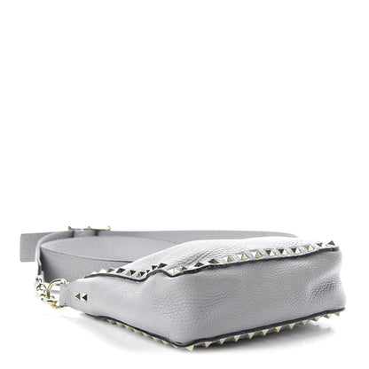 Valentino Garavani Pebbled Calfskin Mini Rockstud Flip-Lock Messenger Bag Pastel Grey 3 of 10