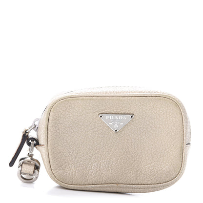 Prada Metallic Vitello Daino Coin Purse Cera 1 of 7