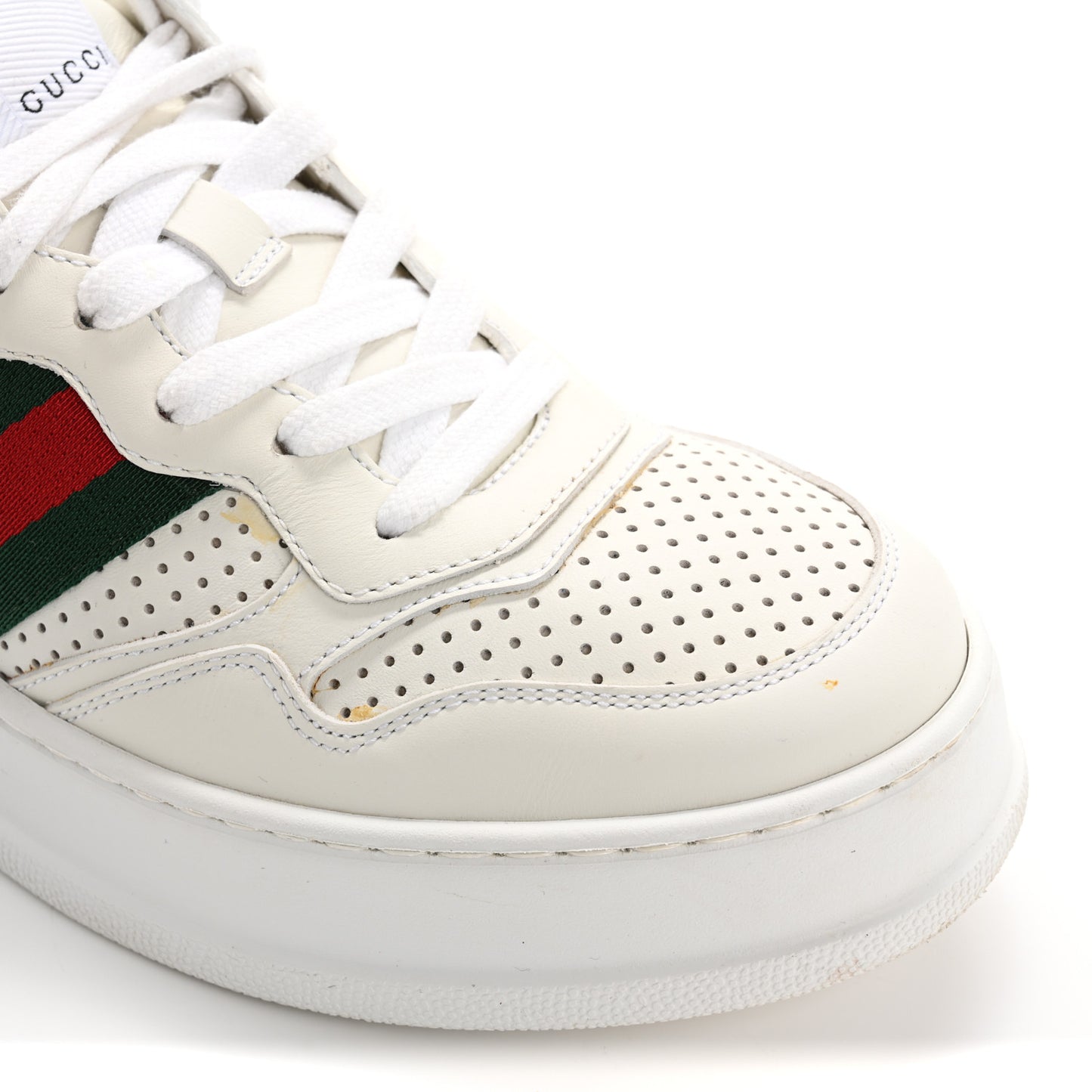 Calfskin Web Perforated Womens Platform 55mm Sneakers 40 White Bright Splash