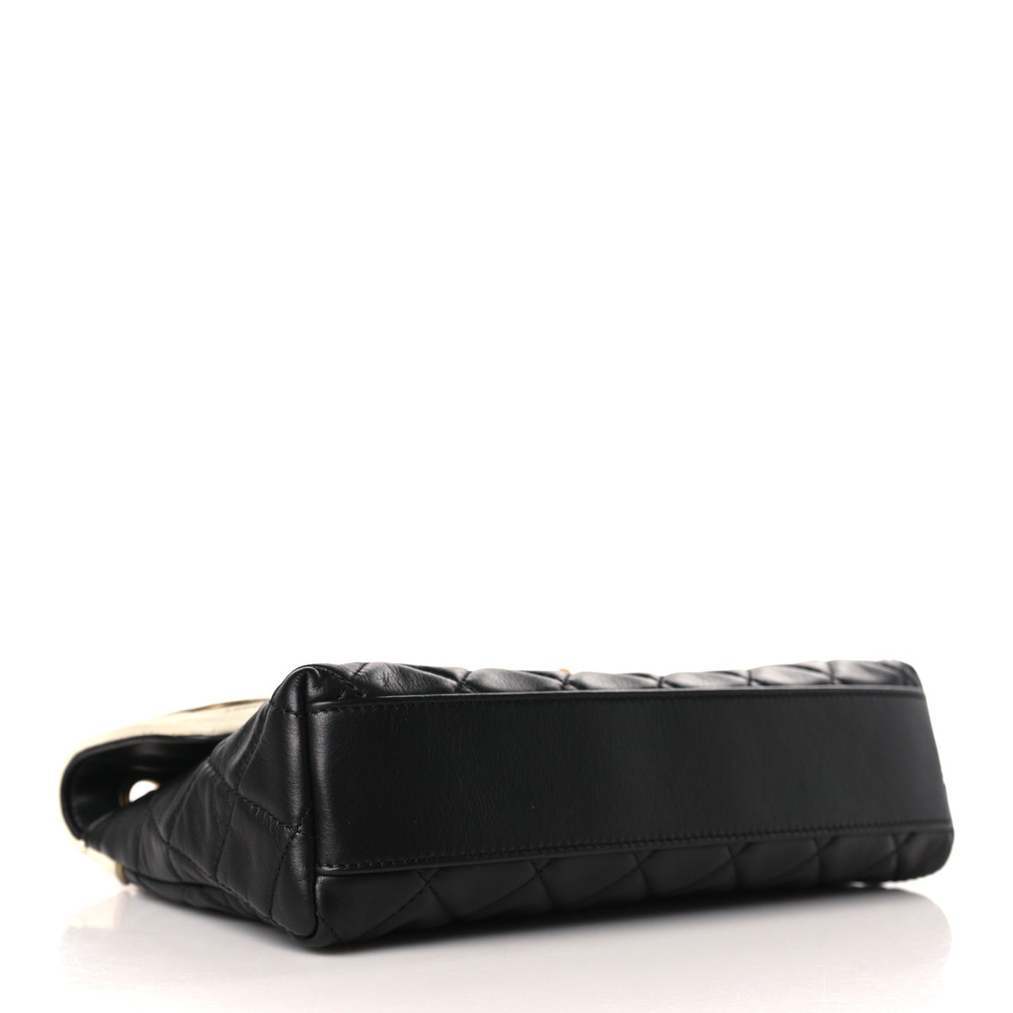 Lambskin Quilted Mademoiselle East West Flap Black White