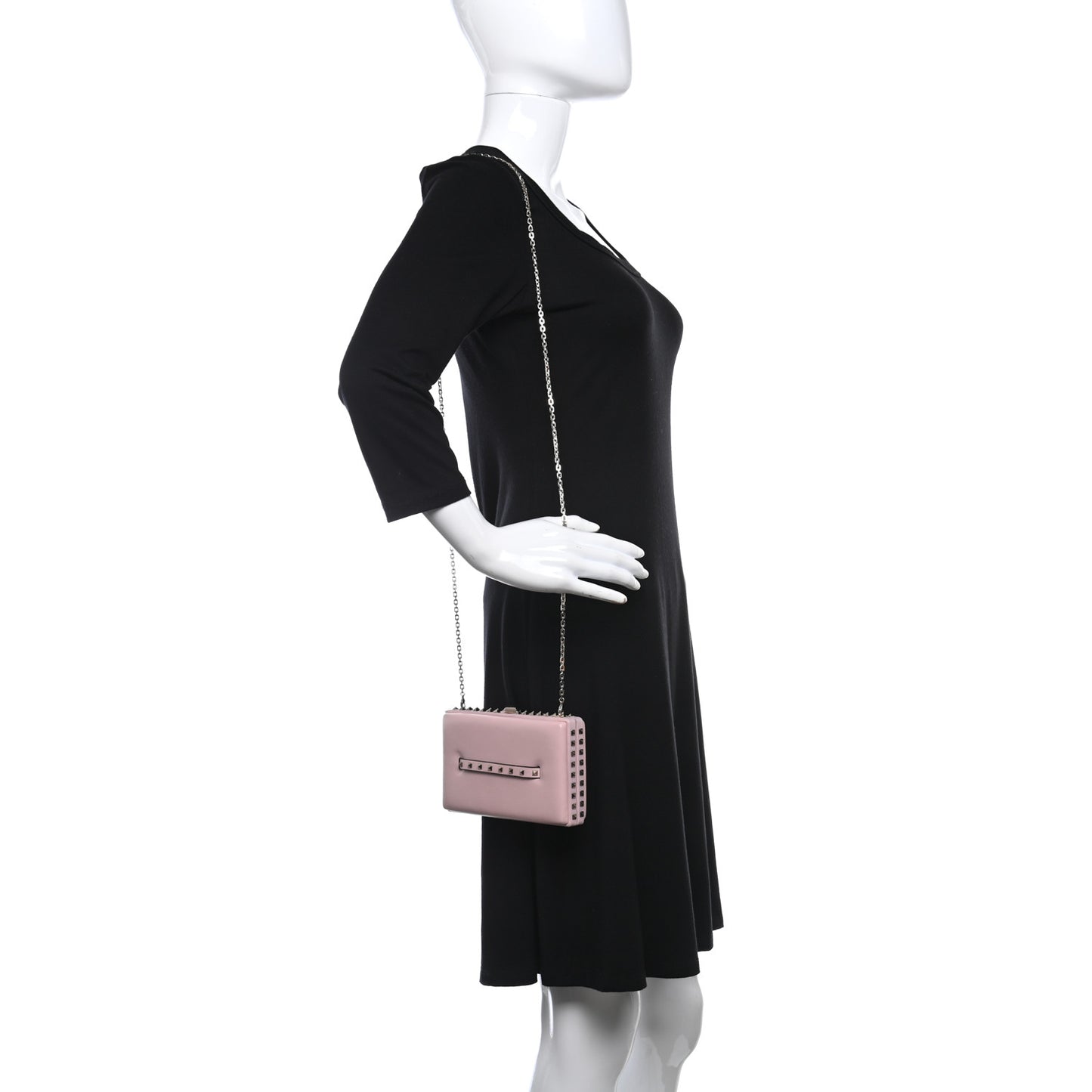 Vitello Rockstud Chain Clutch Water Rose