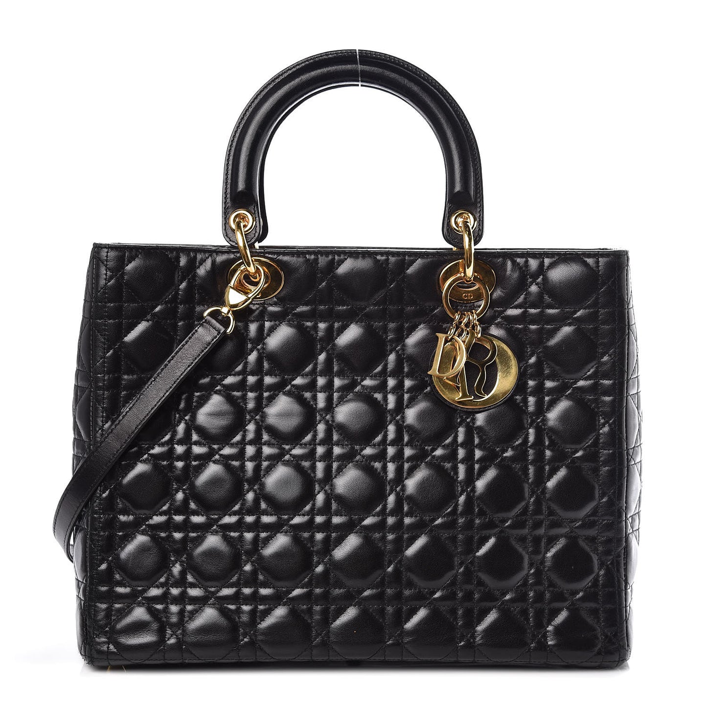 Lambskin Cannage Large Lady Dior Black