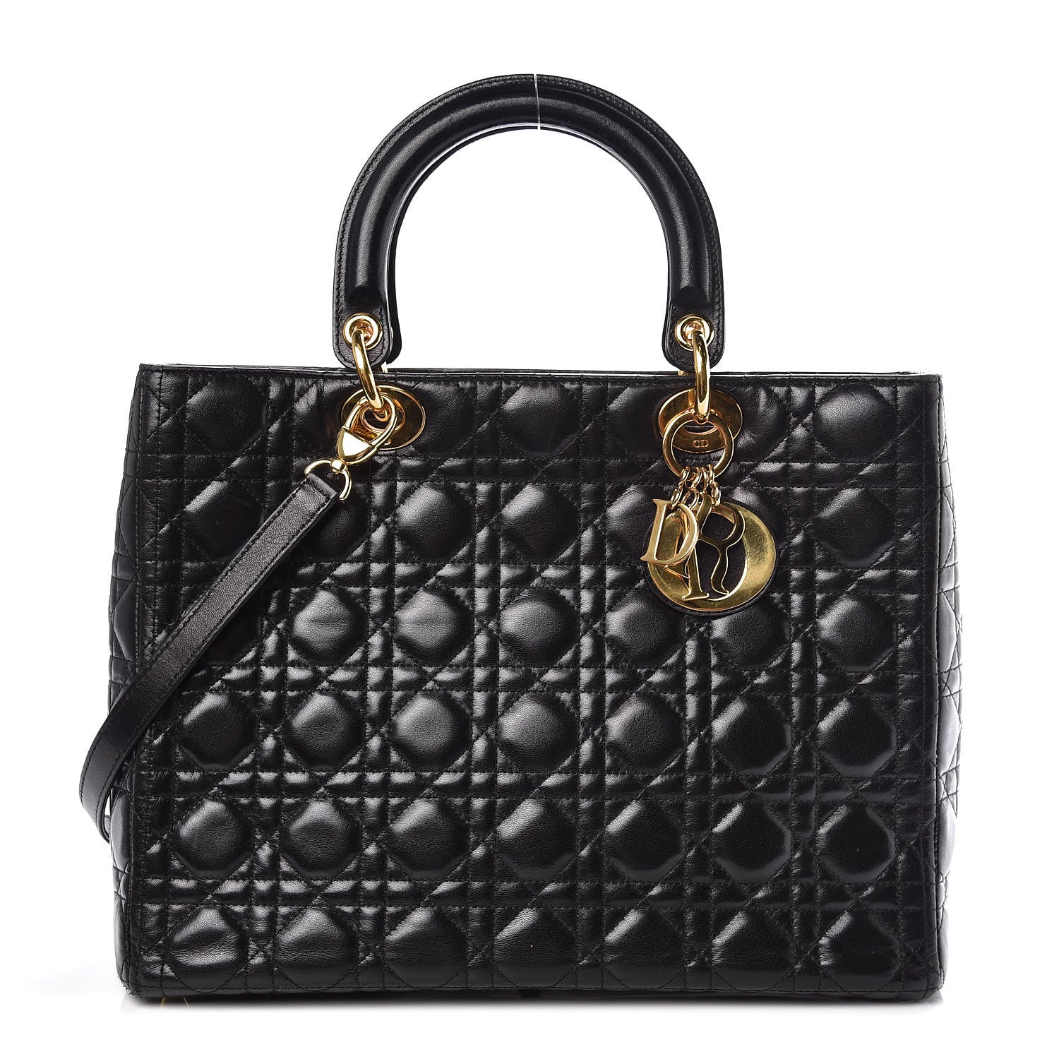 Christian Dior Lambskin Cannage Large Lady Dior Black 1 of 9