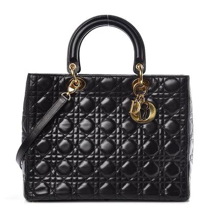 Christian Dior Lambskin Cannage Large Lady Dior Black 1 of 9