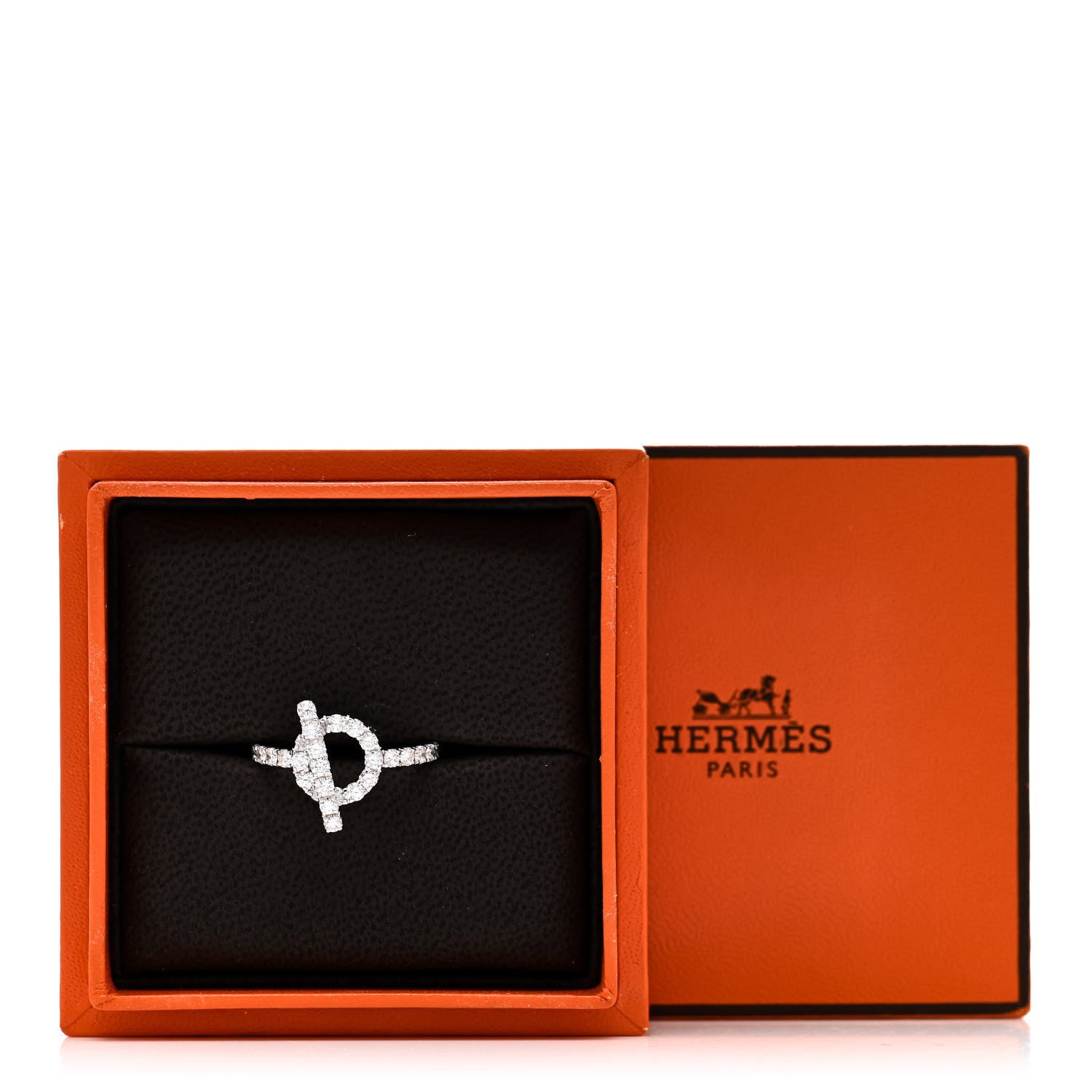 Hermes 18K White Gold Diamond Finesse Ring 52 6 5 of 5