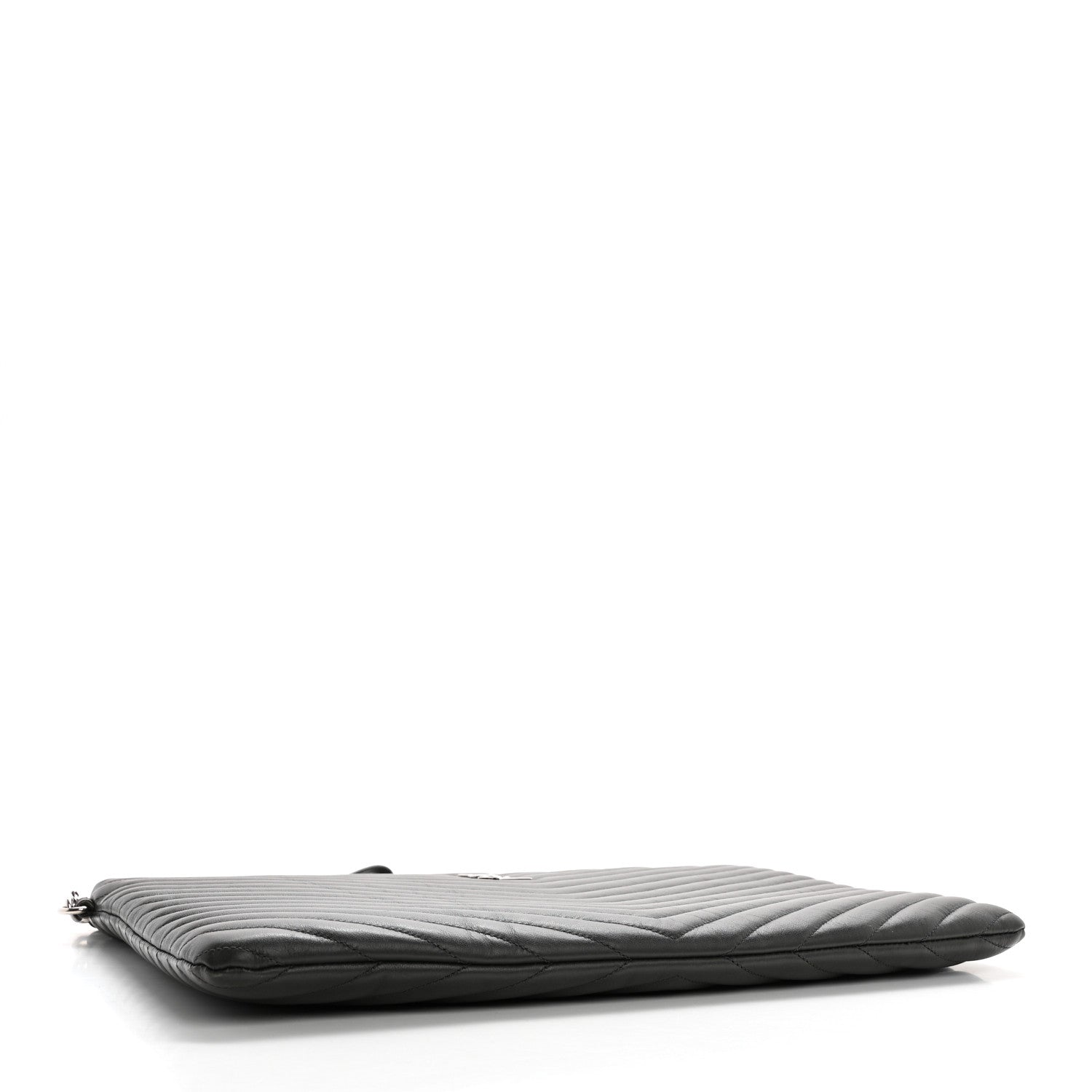 Saint Laurent Calfskin Matelasse Chevron Cassandre Monogram Document Holder Earth 4 of 11