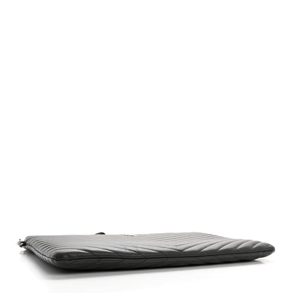 Saint Laurent Calfskin Matelasse Chevron Cassandre Monogram Document Holder Earth 4 of 11