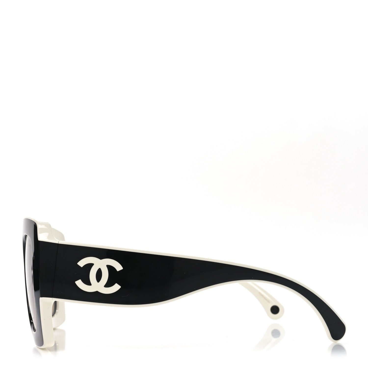 Chanel Acetate Square Sunglasses 6059 Black White 3 of 7