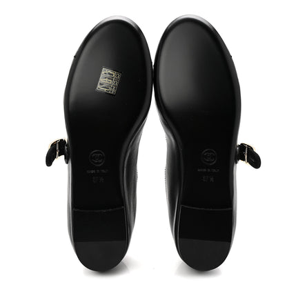 Chanel Lambskin Mary Jane Flats 37.5 Black 6 of 10