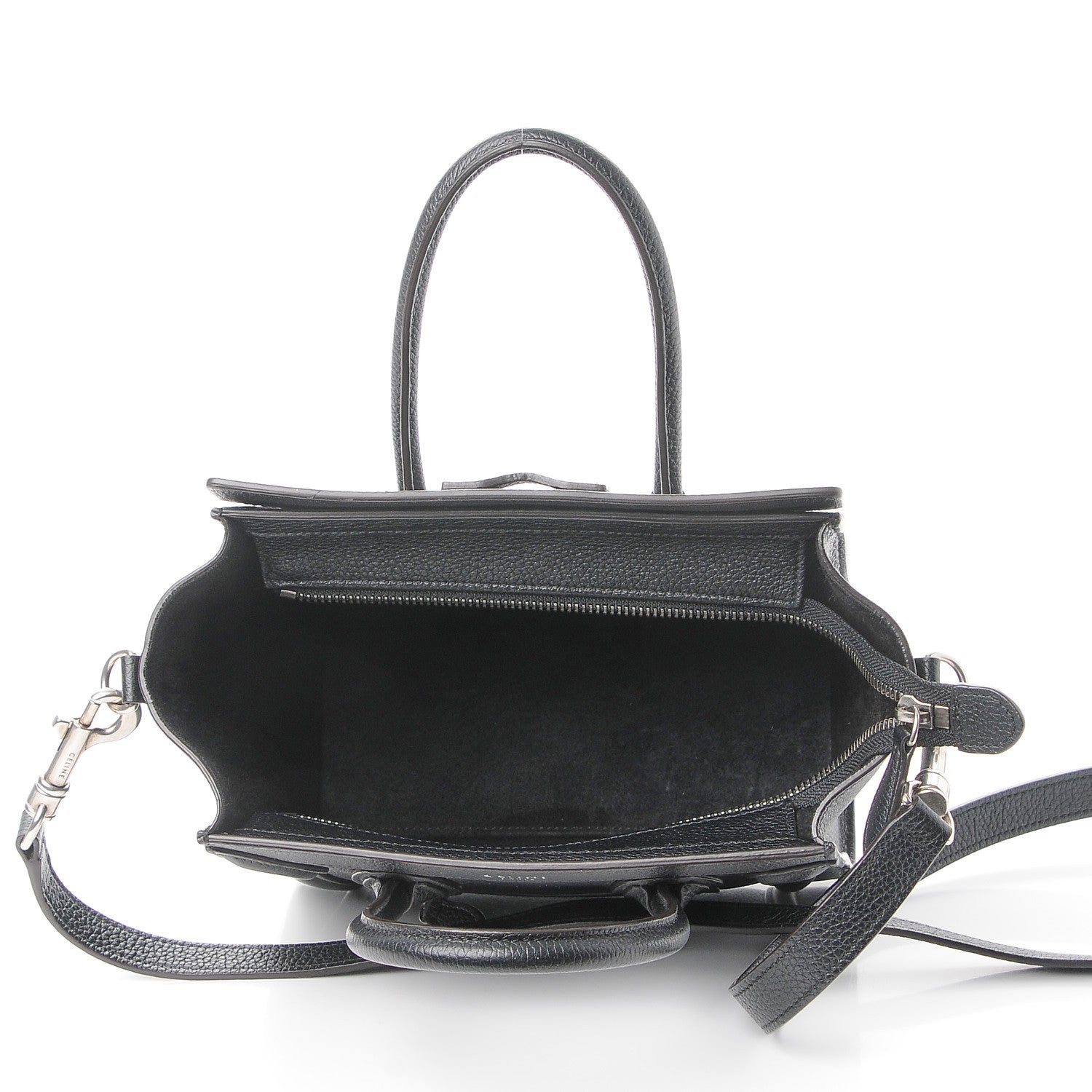 Celine Drummed Calfskin Nano Luggage Black 5 of 9