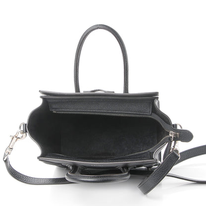 Celine Drummed Calfskin Nano Luggage Black 5 of 9