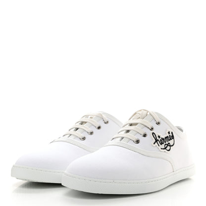 Hermes Canvas Embroidered Innocent Sneakers 41 White 3 of 8