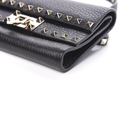 Valentino Garavani Grainy Calfskin Rockstud Double Flap Belt Bag Black 7 of 8