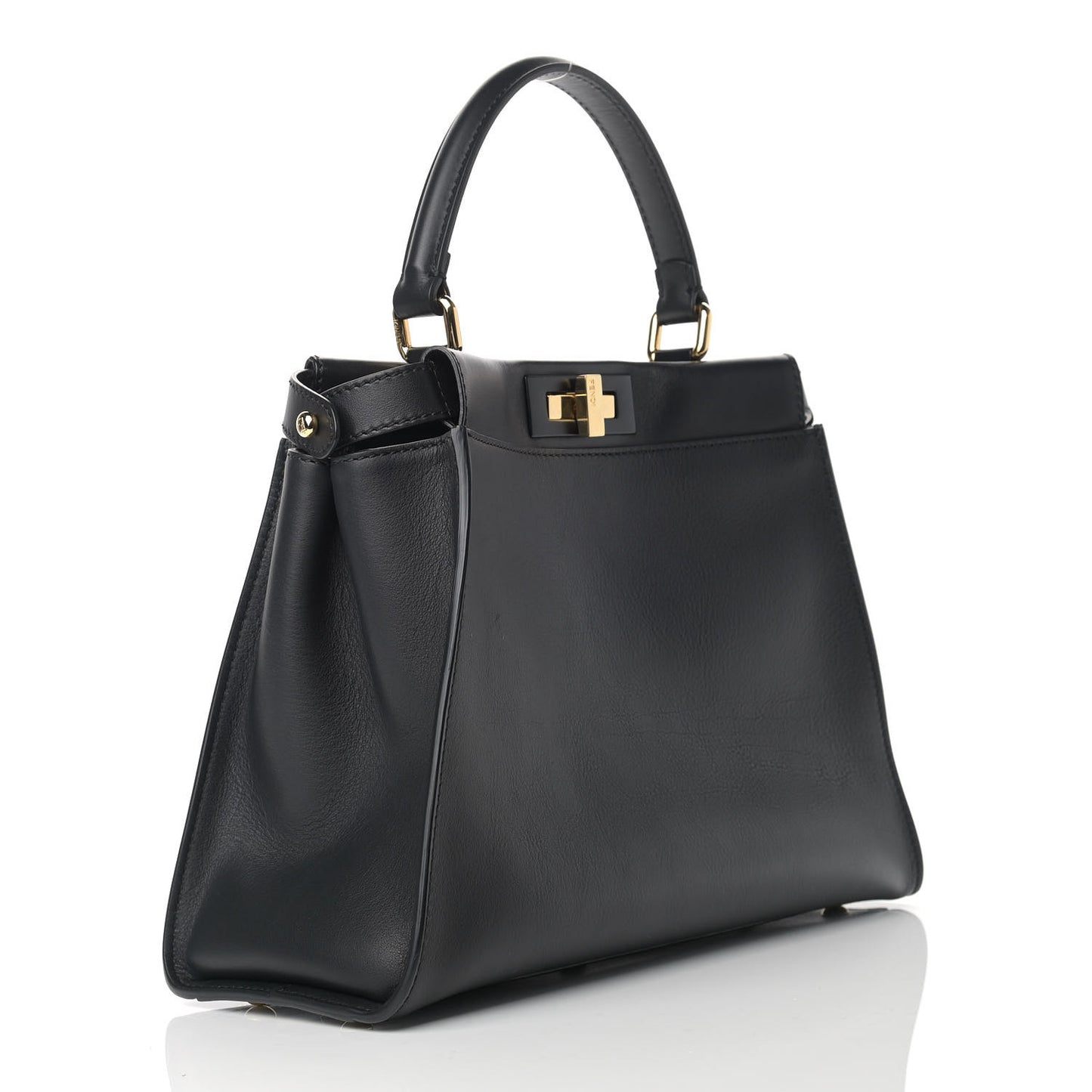 Vitello Seta Shiny Nappa Medium Peekaboo Iconic Satchel Black