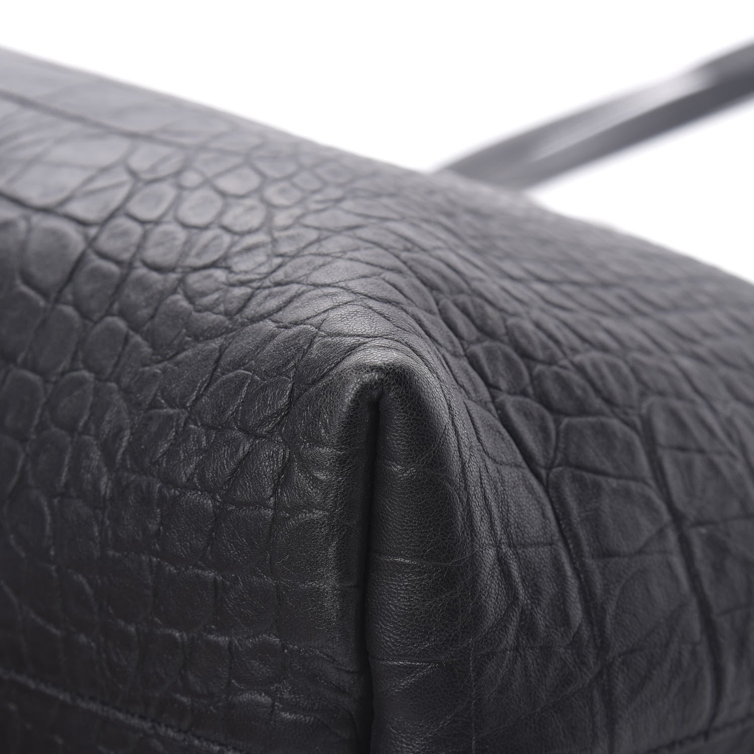 Saint Laurent Calfskin Crocodile Embossed Large Shopper Tote Black 11 of 14