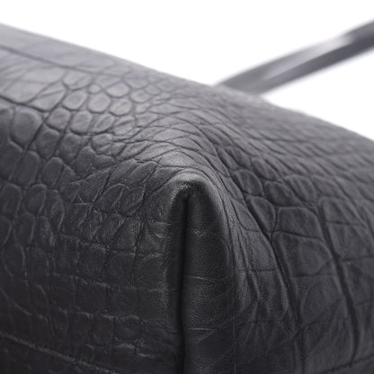 Saint Laurent Calfskin Crocodile Embossed Large Shopper Tote Black 11 of 14