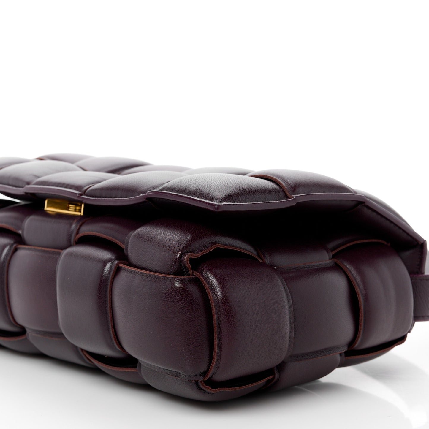 Nappa Maxi Intreccio Padded Cassette Crossbody Bag Grape