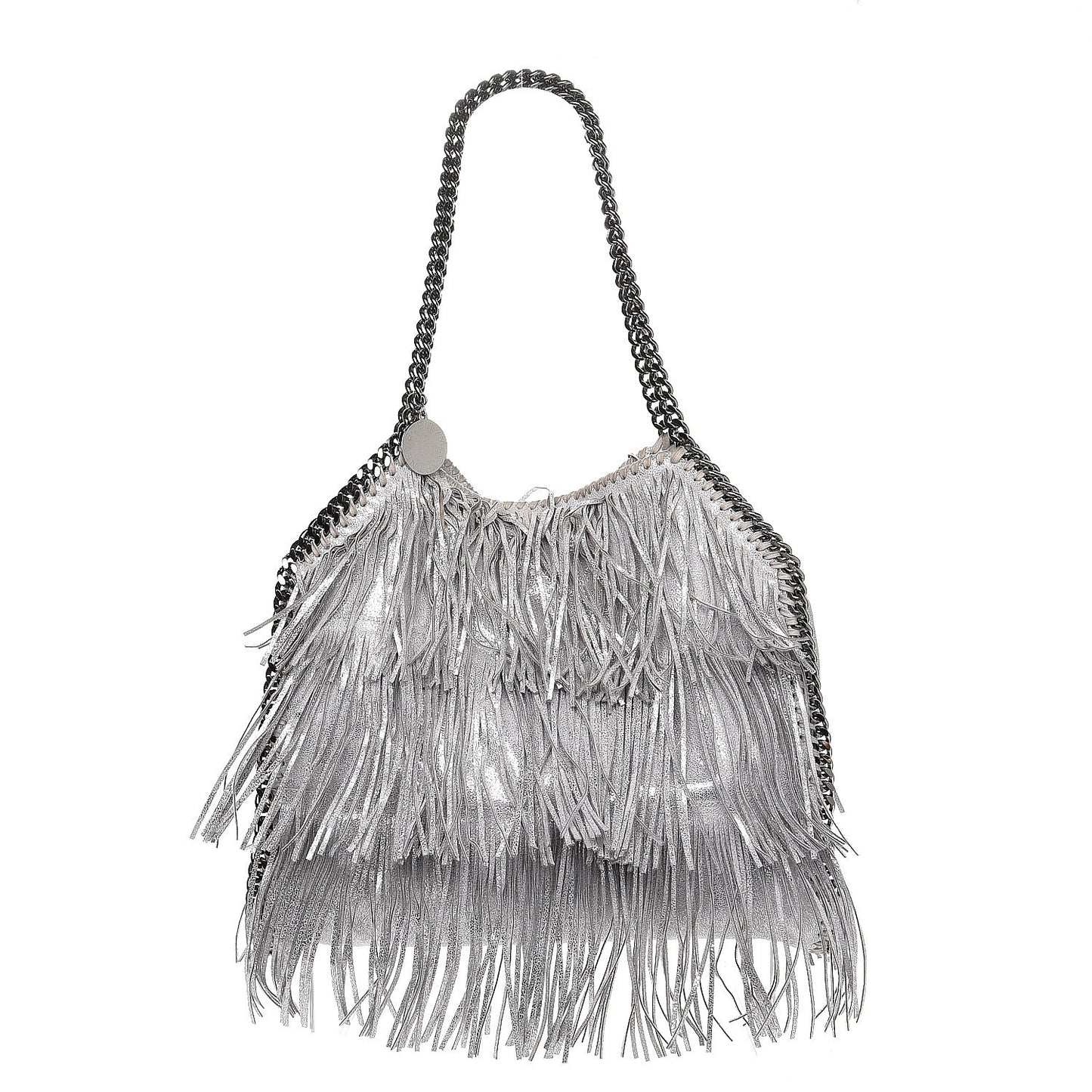 Eco Suede Fringe Falabella Tote Platinum