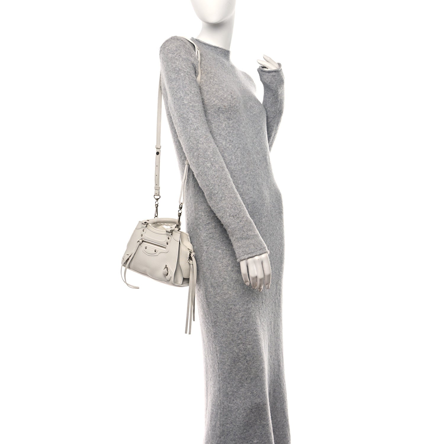 Balenciaga Grained Calfskin Neo Classic Silver Hardware Mini City White 2 of 12