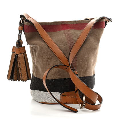 Burberry Canvas Mega Check Mini Ashby Tassel Crossbody Saddle Brown 3 of 13