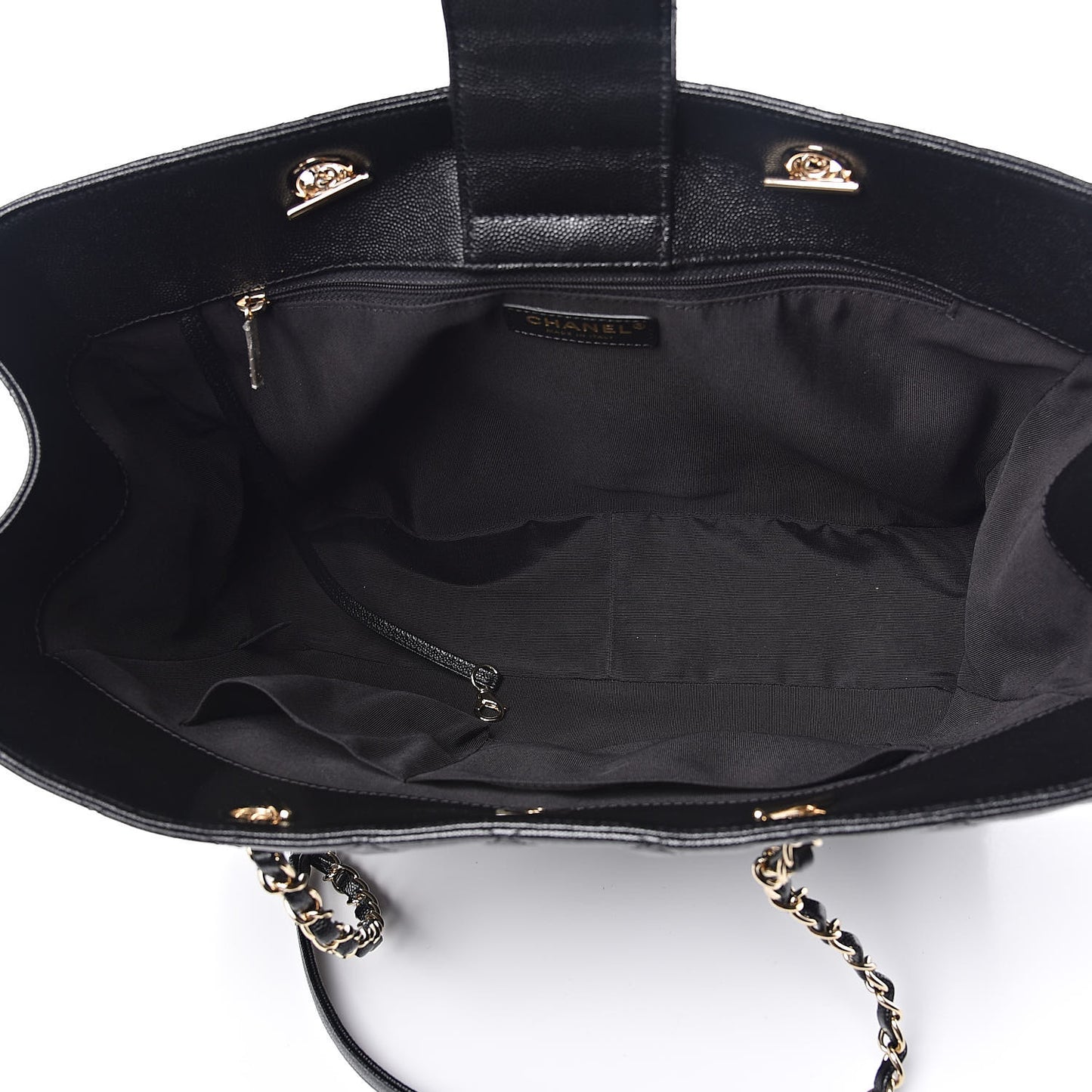 Caviar Quilted Large Shopping Tote Black