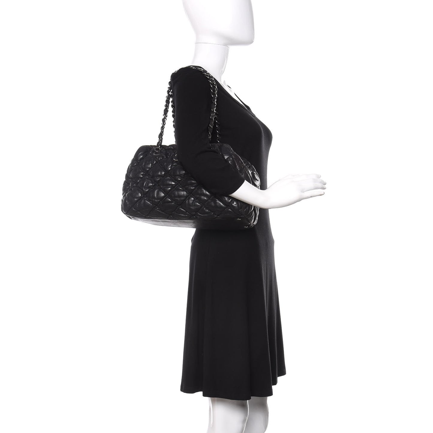 Calfskin Bubble Quilt Bowler Black