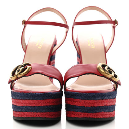 Gucci Lifford Calfskin Aitana Espadrille Platform 45/130mm Wedge Sandals 35.5 Hibiscus Red 2 of 9