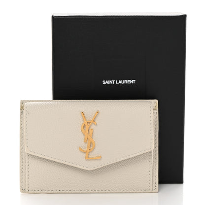 Saint Laurent Grain De Poudre Uptown Monogram Card Case Crema Soft 8 of 8
