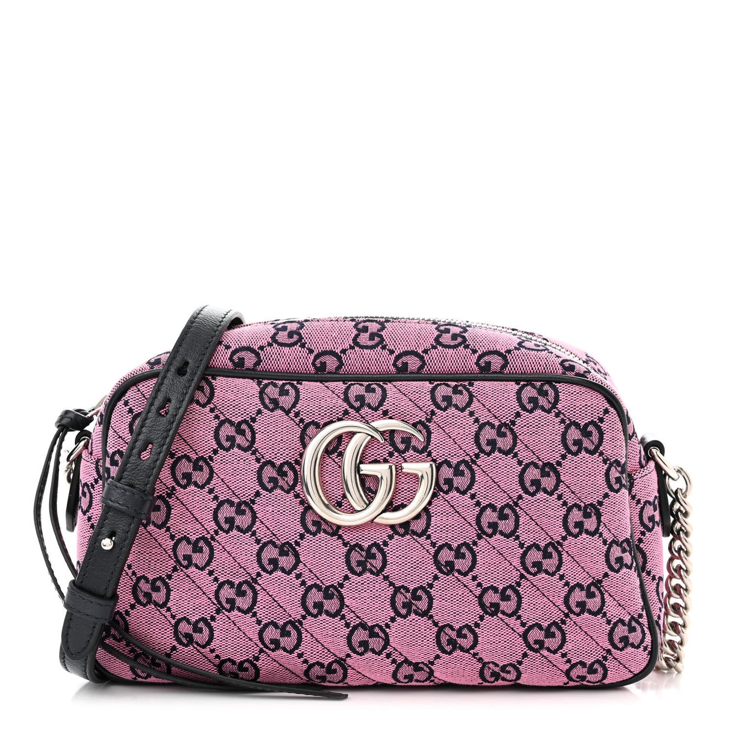 Monogram Multicolor Matelasse Diagonal Small GG Marmont Chain Shoulder Bag Pink Blue