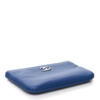 Chanel Goatskin Small CC Clover Cosmetic Case Blue 4 of 8