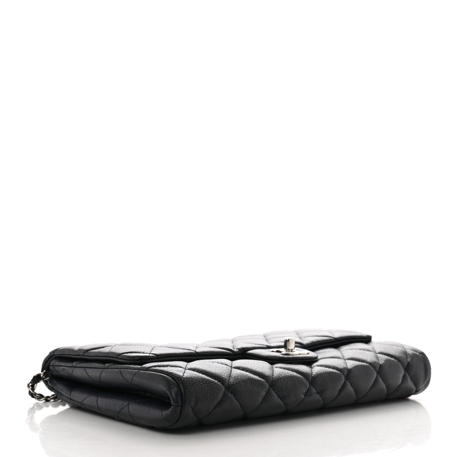 Chanel Caviar Quilted Clutch With Chain Flap Navy Blue 4 of 13