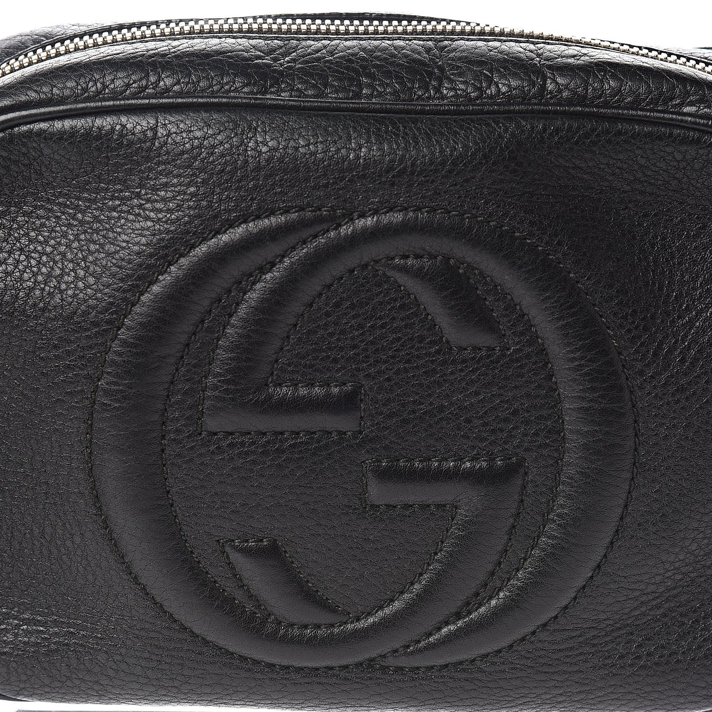 Pebbled Calfskin Small Soho Disco Bag Black