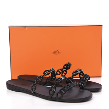 Hermes Rubber Chaine d'Ancre Rivage Sandals 39 Black 9 of 9