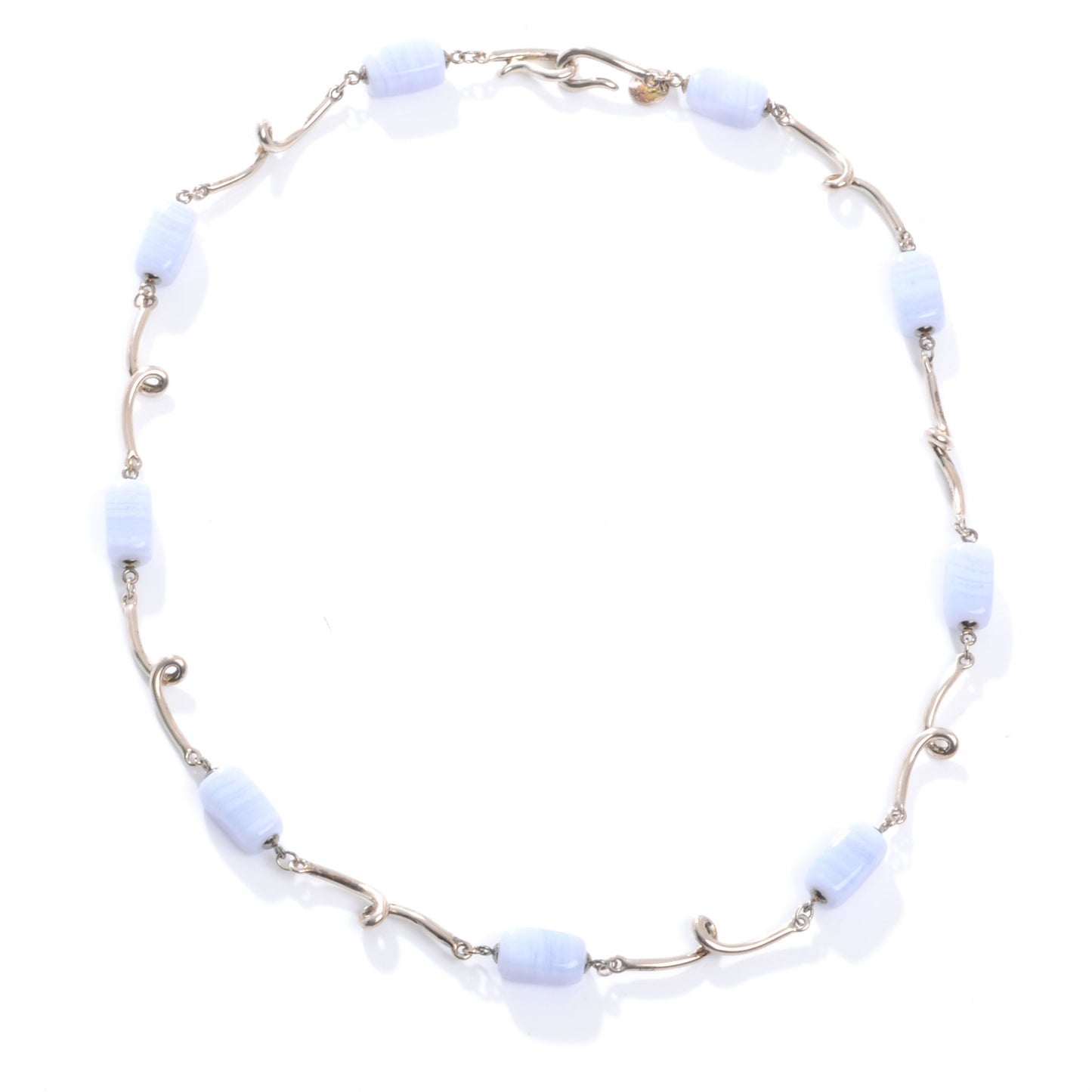 Sterling Silver Lace Agate Twist Necklace