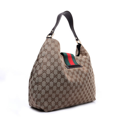 Gucci Monogram Large New Ladies Web Hobo Dark Brown 3 of 14