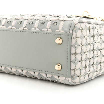 Christian Dior Suede Calfskin Stone And Beads Mini Lady Dior Grey 9 of 10