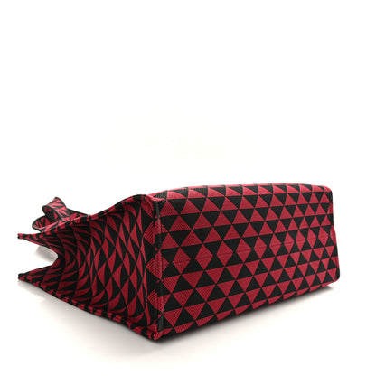 Prada Jacquard Saffiano Triangolo Symbole Embroidered Shopping Tote Black Ciliegia 4 of 8