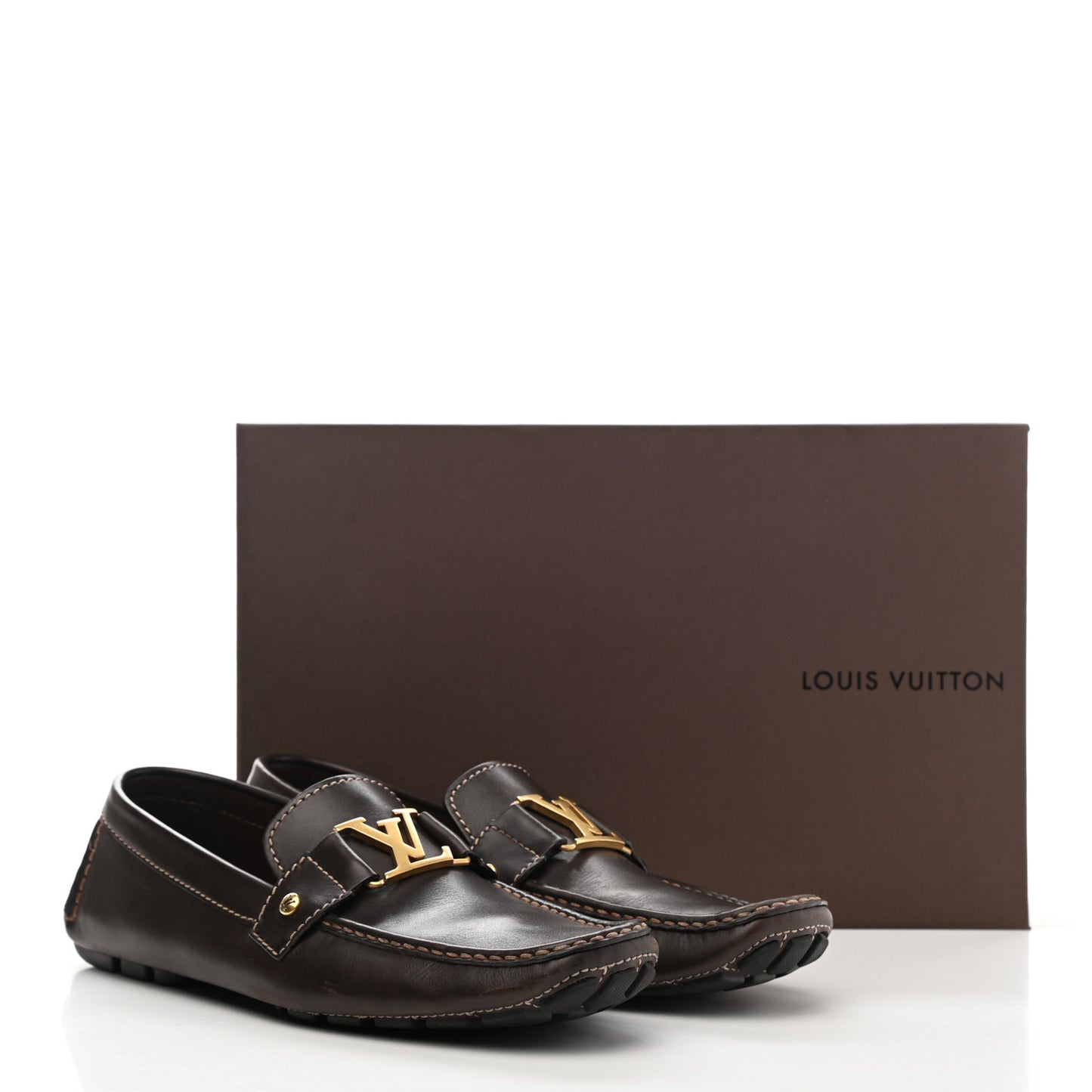 Grained Calfskin Monte Carlo Car Shoe Moccasin Loafers 10 Black