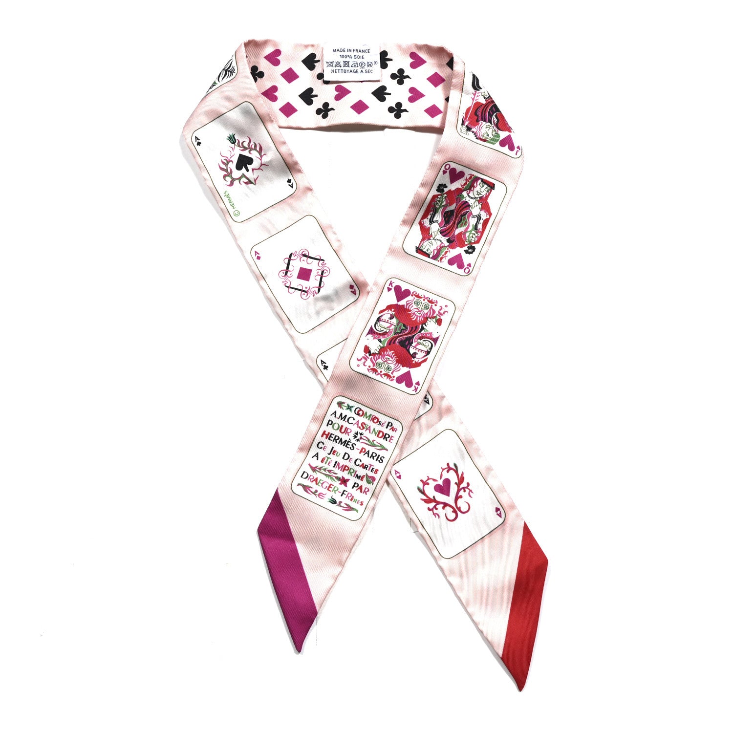 Hermes Silk Jeu de Cartes Twilly Rose Nacre Fuchsia Rouge 1 of 4
