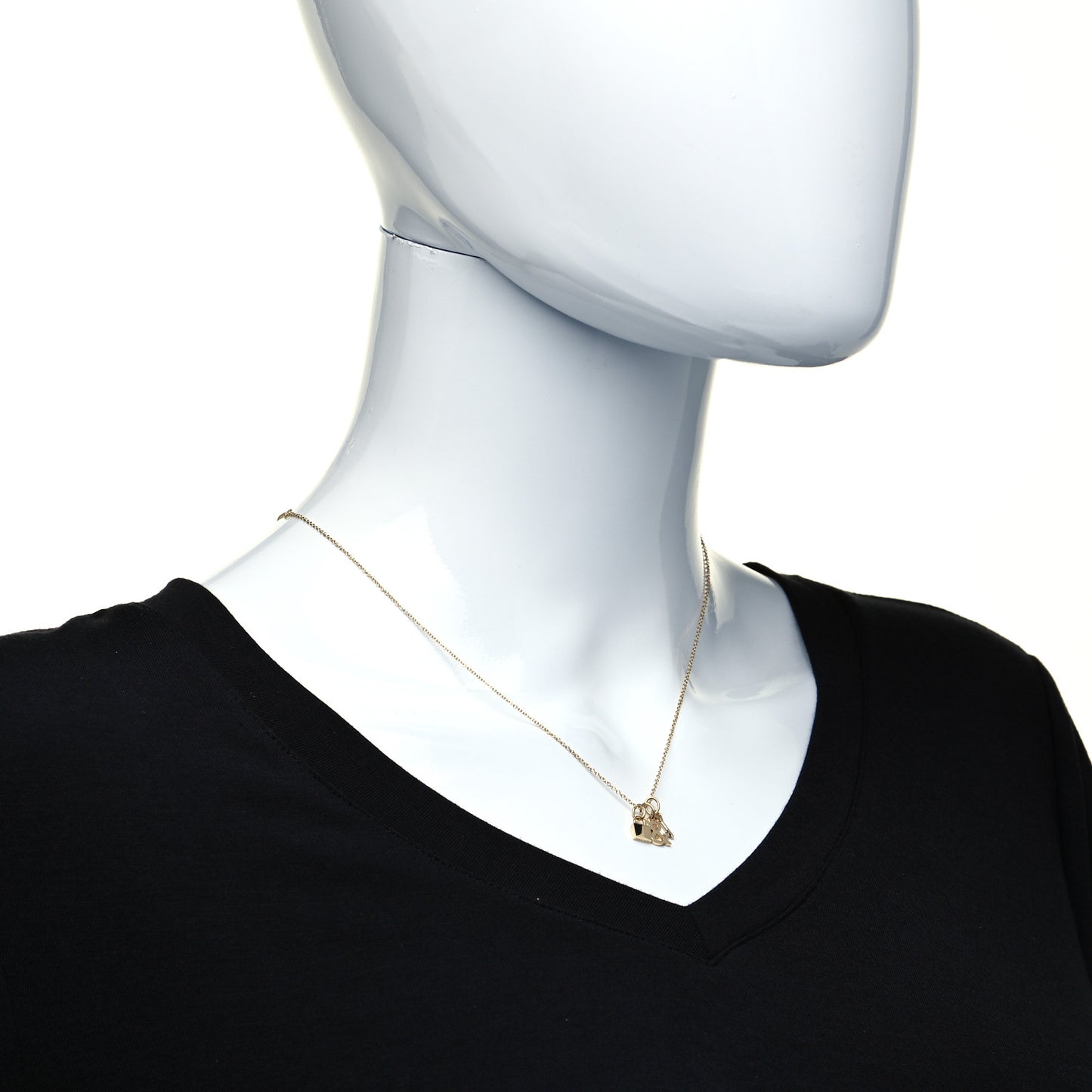 18K Yellow Gold Lock and Key Pendant Necklace