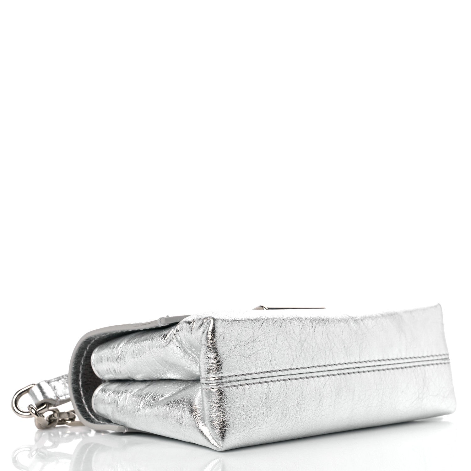 Off-White Calfskin Metallic Small Binder Clip Crossbody Silver 4 of 8