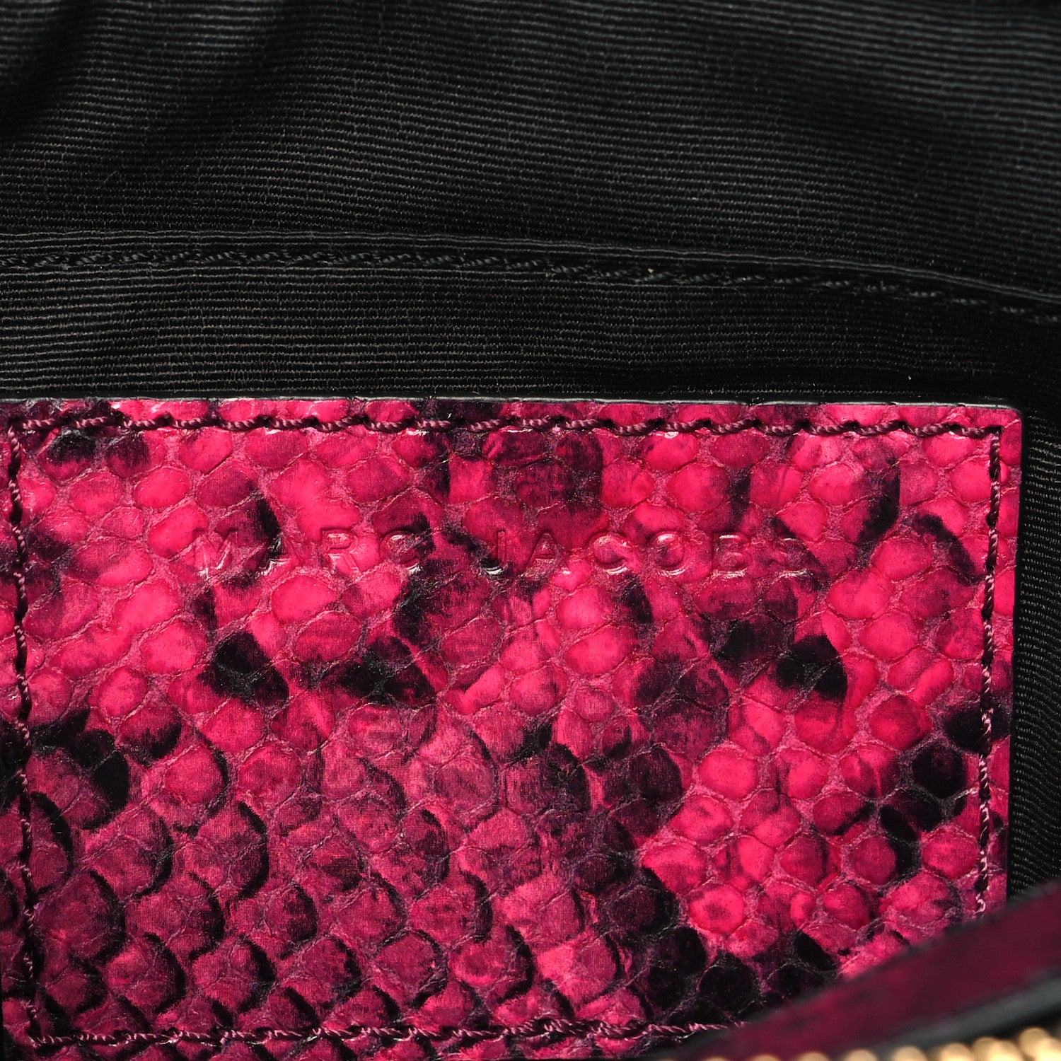 Marc Jacobs Metallic Sequin Snake Embossed Calfskin Stripe Snapshot Camera Bag Black White Pink 7 of 10