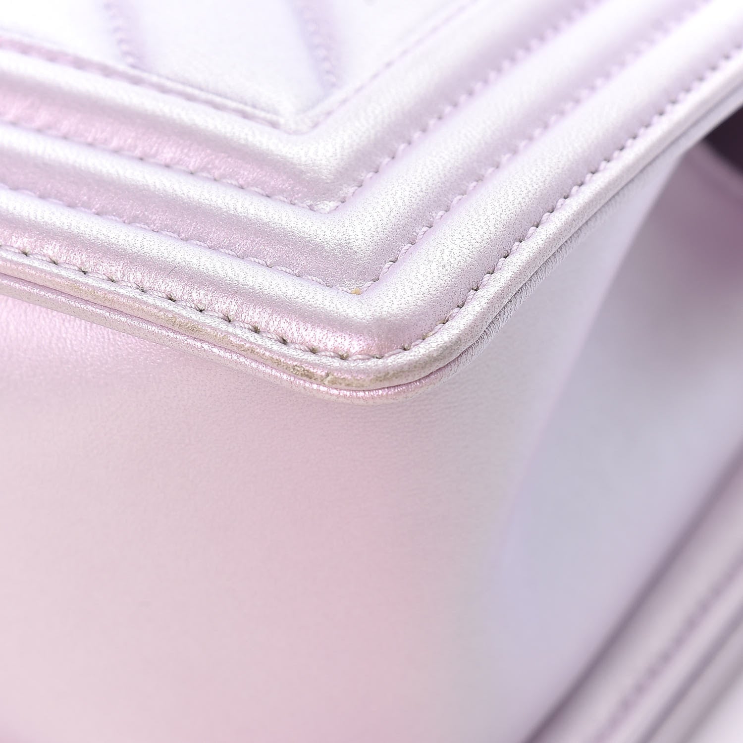 Chanel Metallic Lambskin Chevron Quilted Medium Boy Flap Pink 11 of 13