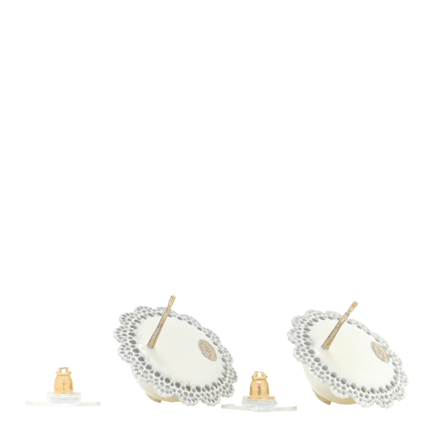 Chanel Pearl CC Round Earrings Light Gold 3 of 5