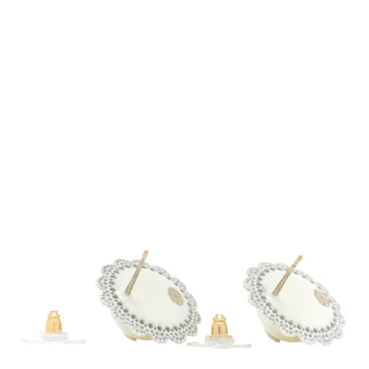 Chanel Pearl CC Round Earrings Light Gold 3 of 5