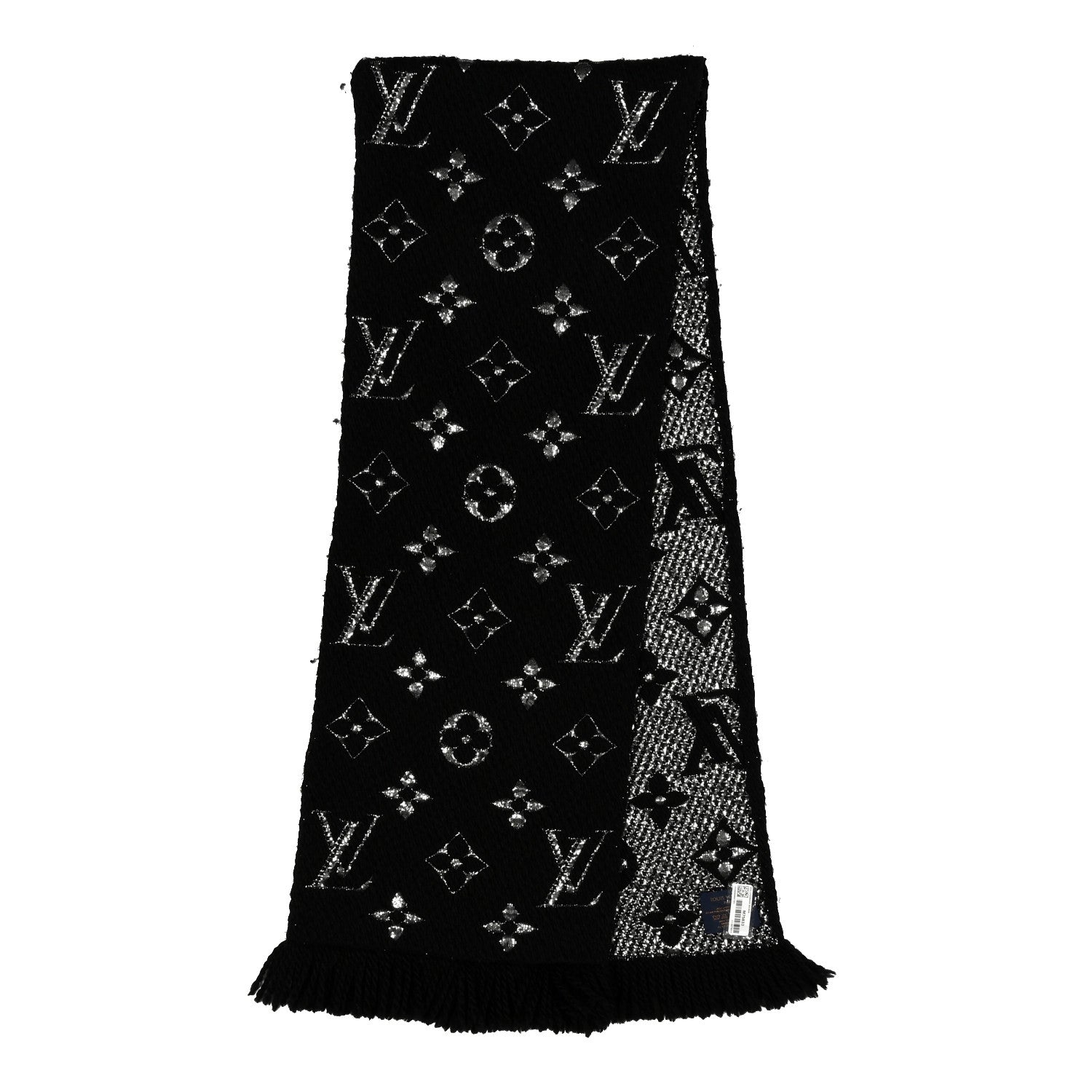 Louis Vuitton Wool Silk Logomania Shine Scarf Black 3 of 8