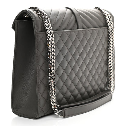 Saint Laurent Grain De Poudre Textured Mixed Matelasse Large Triquilt Monogram Satchel Earth 3 of 9